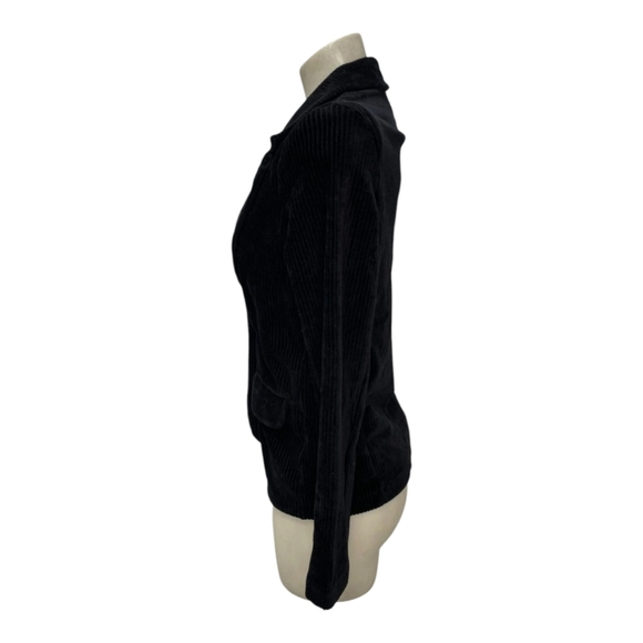 Majestic Filatures Corduroy One-button Blazer Cotton  Size 3 Medium Black - Picture 3 of 6